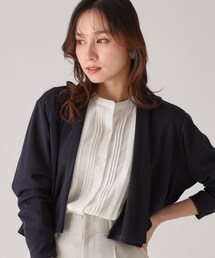 美品【クードシャンス】ウエストベルト付き フリルカラー ロングカーディガン 黒 美品【クードシャンス】ウエストベルト付き フリルカラー ロング