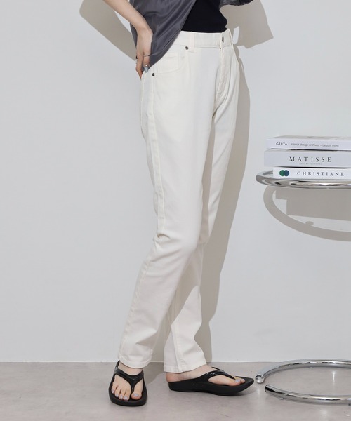 FUNALIVE(ファンアライブ)の「White stretch denim pants / ホワイトストレッチデニム5Pパンツ unisex(デニムパンツ・メンズ・ホワイト・XL/M/XS/L)」の4枚目の写真