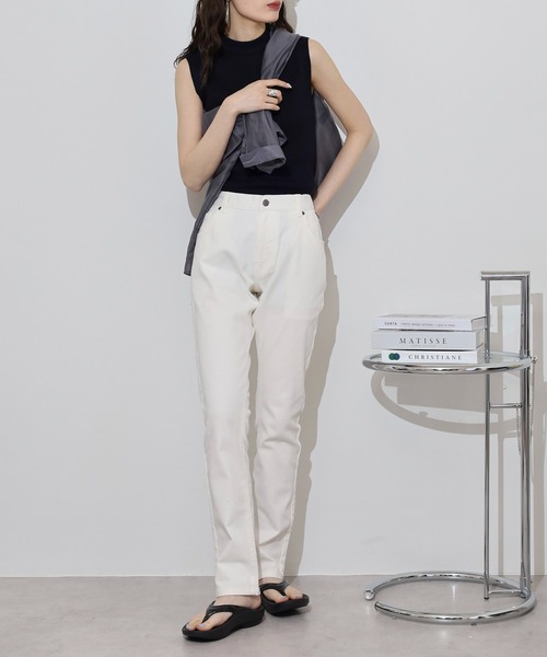 FUNALIVE(ファンアライブ)の「White stretch denim pants / ホワイトストレッチデニム5Pパンツ unisex(デニムパンツ・メンズ・ホワイト・XL/M/XS/L)」の5枚目の写真