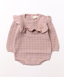 Quincy Mae（クインシーメイ）の「/Quincy Mae/Long Sleeve Pointelle Ruffle Romper || Mauve（その他ベビー用品）」