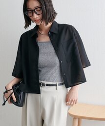 DISCOAT（ディスコート）の「シアー半袖クロップドシャツ《WEB限定カラーあり》（シャツ/ブラウス・レディース）」