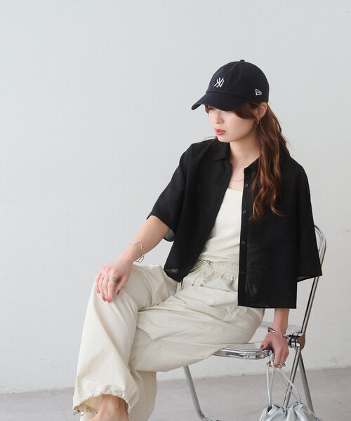DISCOAT（ディスコート）の「シアー半袖クロップドシャツ《WEB限定カラーあり》（シャツ/ブラウス・レディース・アイボリー/ブラック/チャコールグレー/ブルー/モカ/ベージュ/ピンク・FREE）」の17枚目の写真
