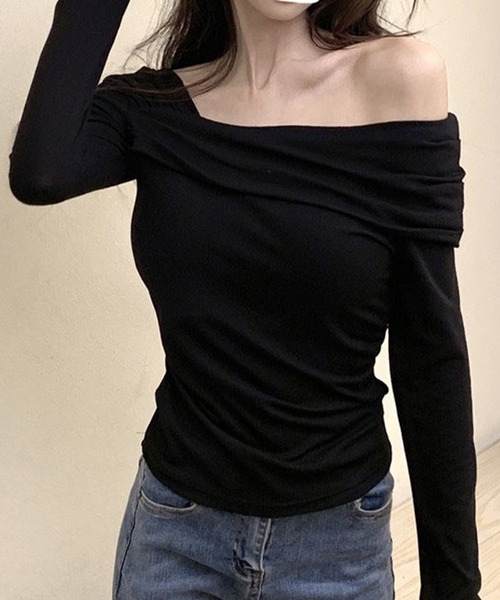 超格安一点 セール】オフショルダードレープ長袖トップス（Tシャツ トップス