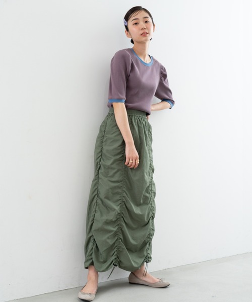SABUROKU(サブロク)の「【SABUROKU】着るだけで 華奢魅せ ギャザースリーブ 半袖 プルオーバー(Tシャツ/カットソー・レディース・イエロー/ブルー・M)」の10枚目の写真