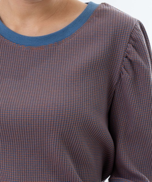 SABUROKU(サブロク)の「【SABUROKU】着るだけで 華奢魅せ ギャザースリーブ 半袖 プルオーバー(Tシャツ/カットソー・レディース・イエロー/ブルー・M)」の13枚目の写真