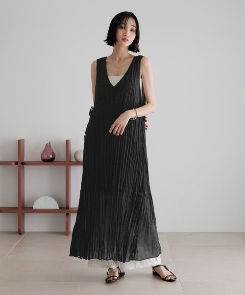 セール】クリンクルリボンワンピース 323532（ワンピース）｜LOWRYS