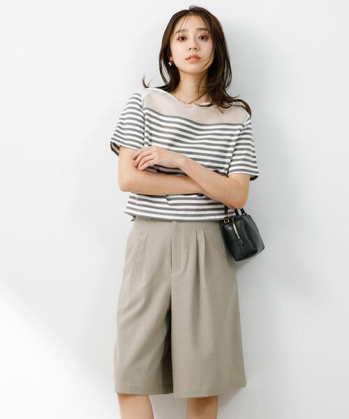 F by ROSSO(エフバイロッソ)の「『UR TECH DRYLUXE』F by ROSSO タックハーフパンツ(その他パンツ・レディース・ブラック/モカ/ベージュ・36/38)」の6枚目の写真