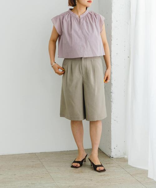 Brown EDITION ウォッシャブルトロタックハーフパンツ セール】『UR TECH DRYLUXE』F by ROSSO タックハーフパンツ