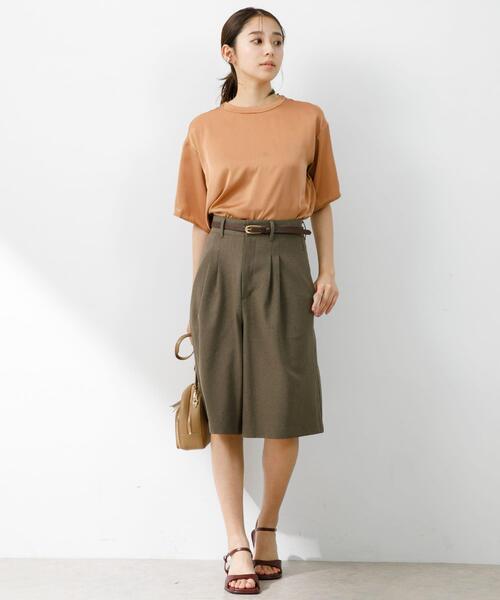 Brown EDITION ウォッシャブルトロタックハーフパンツ セール】『UR TECH DRYLUXE』F by ROSSO タックハーフパンツ