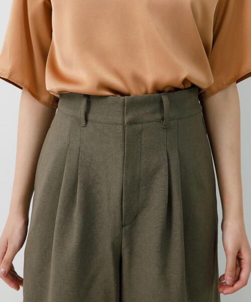 Brown EDITION ウォッシャブルトロタックハーフパンツ セール】『UR TECH DRYLUXE』F by ROSSO タックハーフパンツ