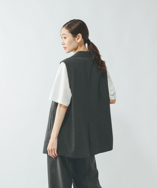 GLOBAL WORK(グローバルワーク)の「お手入れラクラクSET UPジレ/290020(ベスト・レディース・ブラック/ベージュ系その他7/ライトベージュ・SHORT/REGULAR)」の7枚目の写真