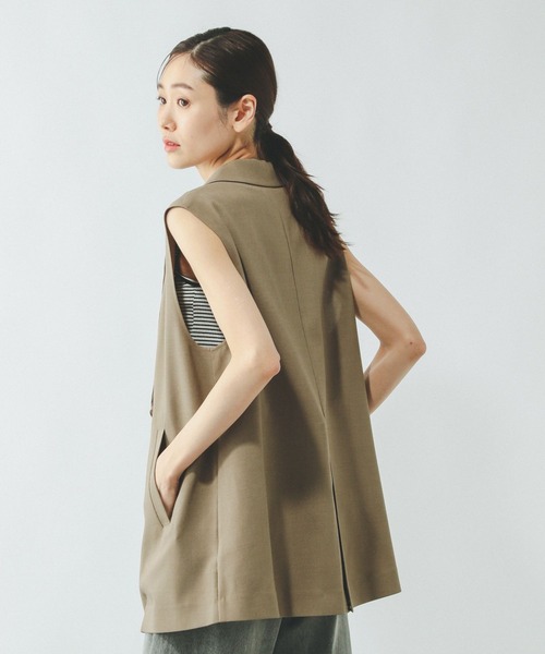 GLOBAL WORK(グローバルワーク)の「お手入れラクラクSET UPジレ/290020(ベスト・レディース・ブラック/ベージュ系その他7/ライトベージュ・SHORT/REGULAR)」の17枚目の写真