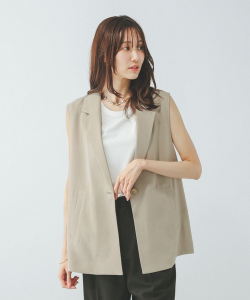 お手入れラクラクSET UPジレ GLOBAL WORK ベスト ジレ お手入れらくらくSET UPビスチェ