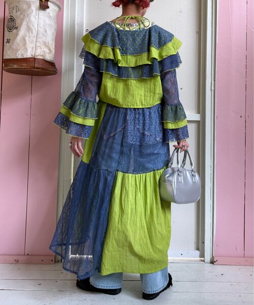HELLO.SANFRANCISCO(ハローサンフランシスコ)の「【HELLO.SANFRANCISCO】パッチワークレース2WAYボレロブラウス(シャツ/ブラウス・レディース・オレンジ/グリーン・ONE SIZE)」の10枚目の写真