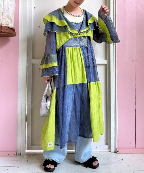 HELLO.SANFRANCISCO(ハローサンフランシスコ)の「【HELLO.SANFRANCISCO】パッチワークレース2WAYボレロブラウス(シャツ/ブラウス・レディース・オレンジ/グリーン・ONE SIZE)」の11枚目の写真