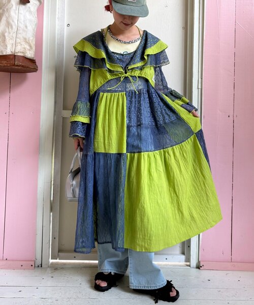 HELLO.SANFRANCISCO(ハローサンフランシスコ)の「【HELLO.SANFRANCISCO】パッチワークレース2WAYボレロブラウス(シャツ/ブラウス・レディース・オレンジ/グリーン・ONE SIZE)」の12枚目の写真