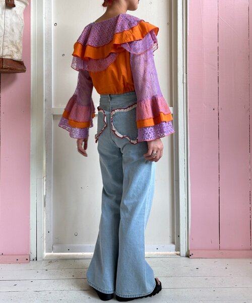 HELLO.SANFRANCISCO(ハローサンフランシスコ)の「【HELLO.SANFRANCISCO】パッチワークレース2WAYボレロブラウス(シャツ/ブラウス・レディース・オレンジ/グリーン・ONE SIZE)」の16枚目の写真