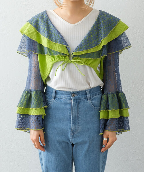 ブラウス シャツ 「HELLO.SANFRANCISCO」パッチワークレース2WAYボレロブラウス レディース セール】【HELLO.SANFRANCISCO】パッチワークレース2WAYボレロ