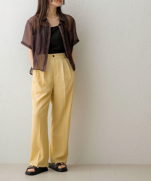 NOAHL(ノアル)の「【NOAHL】カラーストレートパンツ(スラックス・レディース・グレイッシュベージュ/ブラック/アイボリー/グリーン系/ブラウン/ダークブラウン/イエロー・M/L/XL/S)」の7枚目の写真