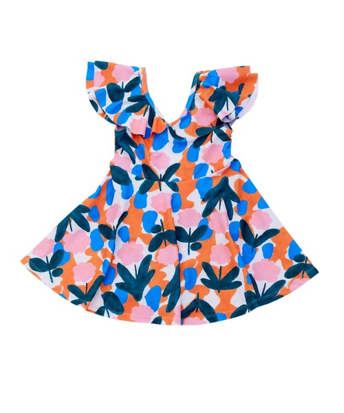 Ocean&Ground（オーシャン&グラウンド）の「ﾌﾚｱｶﾗｰﾜﾝﾋﾟｰｽ水着（水着・キッズ・オレンジ/ブラック/その他2・100/110/120/130/140/90）」の2枚目の写真