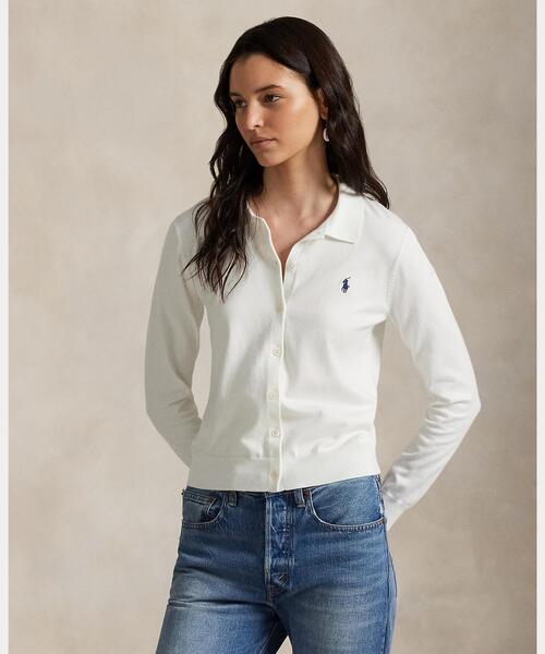 POLO RALPH LAUREN（ポロ ラルフ ローレン）の「ポロカラー ボタンド カーディガン（カーディガン/ボレロ・レディース・ホワイト・XS/S/M/L/XXS/XL）」の4枚目の写真