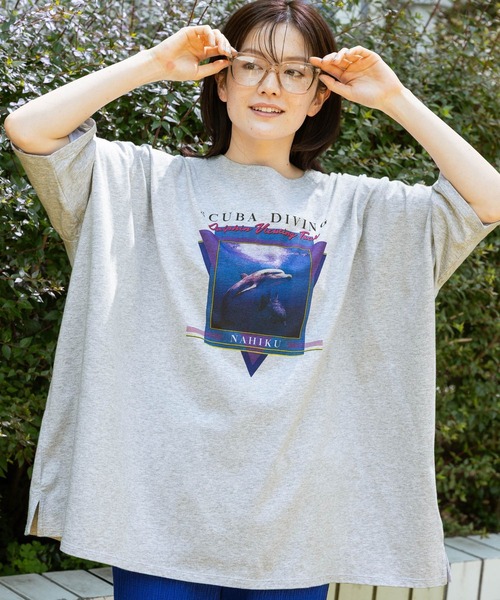 niko and...（ニコアンド）の「イルカアソートBIGTシャツ（Tシャツ/カットソー・レディース・チャコール/グレー/オフホワイト・FREE）」の2枚目の写真