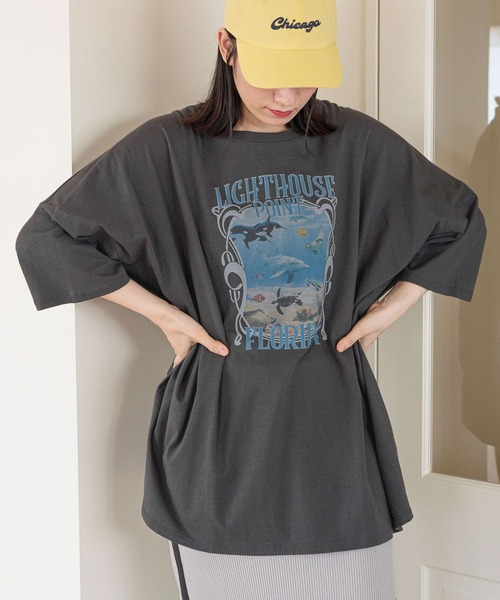 niko and...（ニコアンド）の「イルカアソートBIGTシャツ（Tシャツ/カットソー・レディース・チャコール/グレー/オフホワイト・FREE）」の3枚目の写真