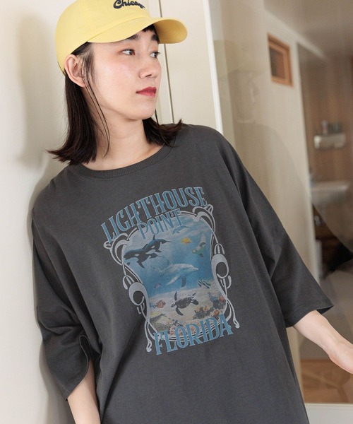 niko and...（ニコアンド）の「イルカアソートBIGTシャツ（Tシャツ/カットソー・レディース・チャコール/グレー/オフホワイト・FREE）」の6枚目の写真