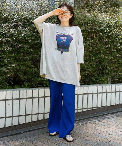 niko and...（ニコアンド）の「イルカアソートBIGTシャツ（Tシャツ/カットソー・レディース・チャコール/グレー/オフホワイト・FREE）」の7枚目の写真