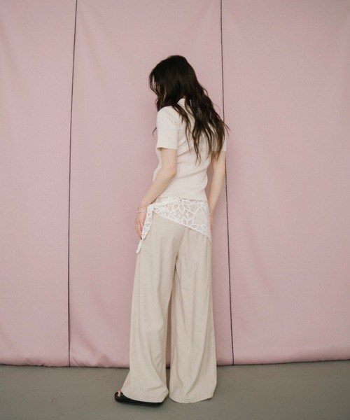 DRWCYS（ドロシーズ）の「ハーフスリーブレイヤードポロニットトップス（ニット/セーター・レディース・ネイビー/ベージュ・FREE）」の21枚目の写真