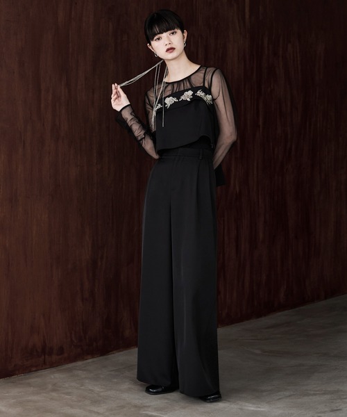 etoll.（エトル）の「3piece刺繍リボンビスチェ＆タックワイド