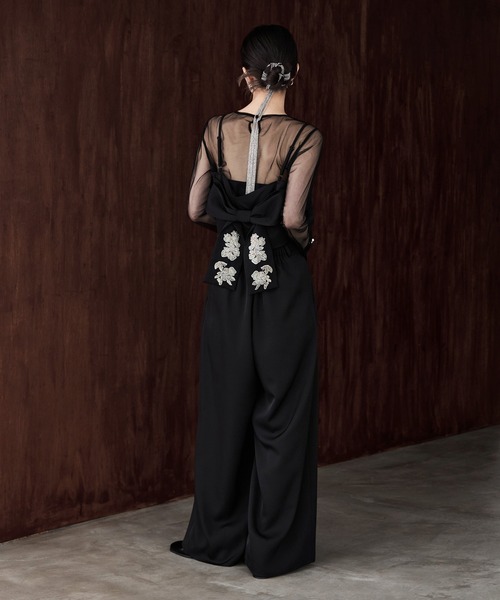 3piece刺繍リボンビスチェ＆タックワイドパンツセットアップ（パンツ