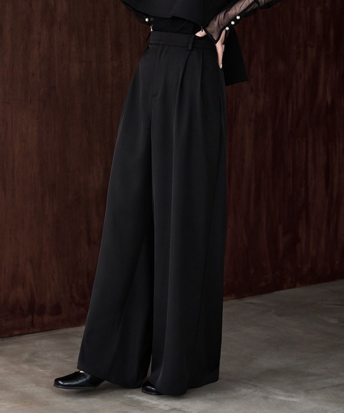 etoll.(エトル)の「3piece刺繍リボンビスチェ&タックワイドパンツセットアップ(パンツドレス・レディース・ブラック/ブルーグレー/チャコールグレー・S/M)」の11枚目の写真