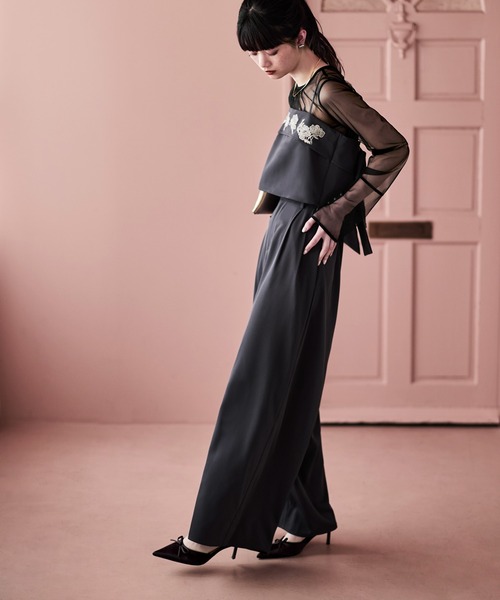 etoll.（エトル）の「3piece刺繍リボンビスチェ＆タックワイド