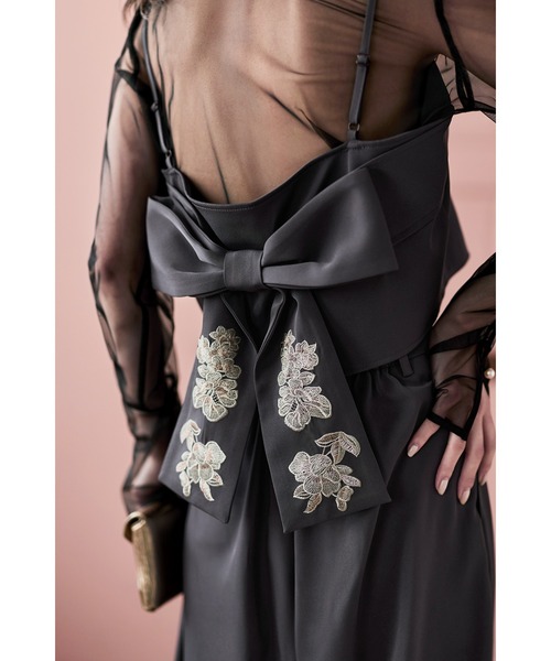 ハンドメイド【セットアップ3点】 3piece刺繍リボンビスチェ＆タックワイドパンツセットアップ