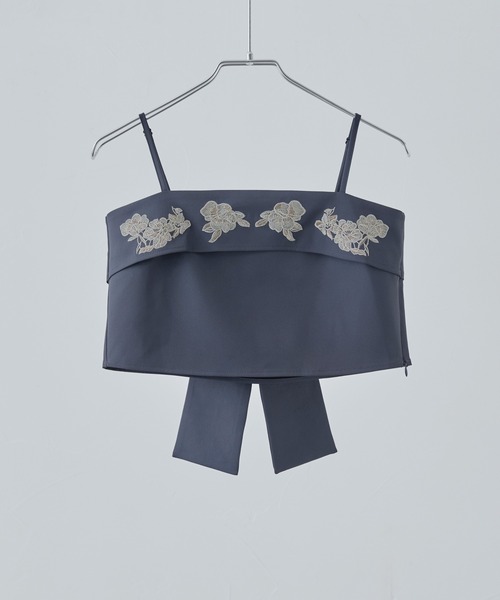 3piece刺繍リボンビスチェ&タックワイドパンツセットアップ パンツドレス(パンツドレス)|etoll.(エトル)