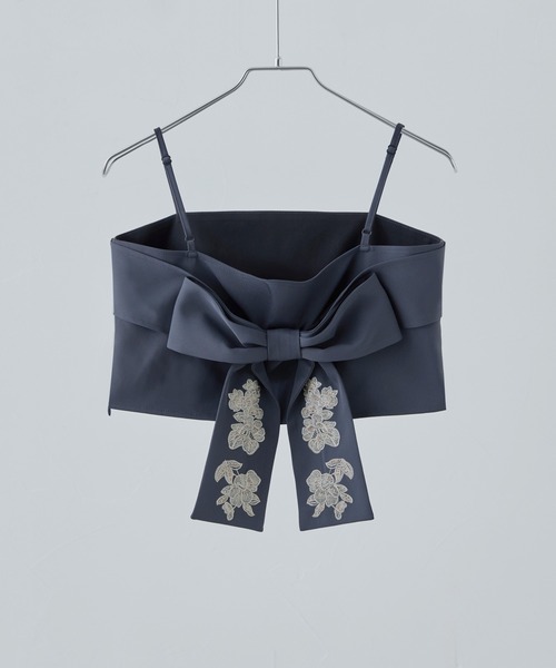 3piece刺繍リボンビスチェ&タックワイドパンツセットアップ パンツドレス(パンツドレス)|etoll.(エトル)