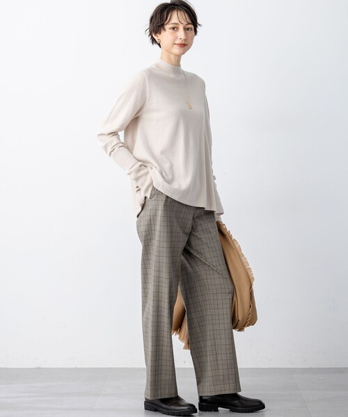23区(ニジュウサンク)の「【洗える】ドライ2WAYストレッチ チェック ワイド パンツ(その他パンツ・レディース・ダークブラウン系3・38/40/36)」の10枚目の写真