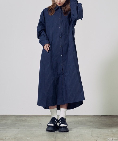 c/est(シーエ)の「c/est/シーエ LOSS シャツワンピース 秋物 秋服 2026年秋冬(シャツワンピース・レディース・ネイビー/オフホワイト/ブルー・FREE)」の7枚目の写真