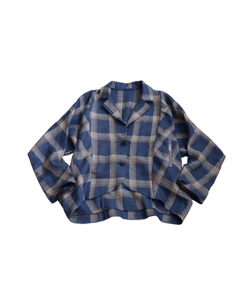 antiqua(アンティカ)の「リネンチェックジャケット(その他アウター・レディース・ブルー/カーキ・ONESIZE)」の17枚目の写真