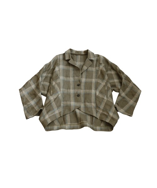 antiqua(アンティカ)の「リネンチェックジャケット(その他アウター・レディース・ブルー/カーキ・ONESIZE)」の16枚目の写真