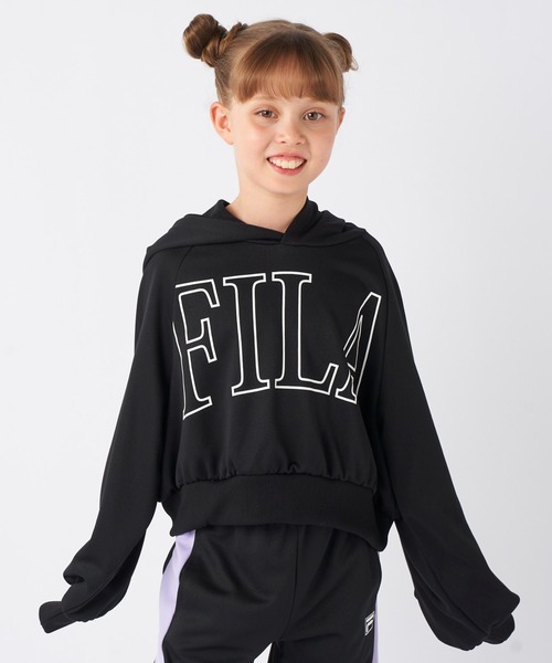 FILA（フィラ）の「FILAショート丈フード付きスウェット（スウェット・キッズ・杢グレー/ブラック・130/150/140/160/170）」の2枚目の写真