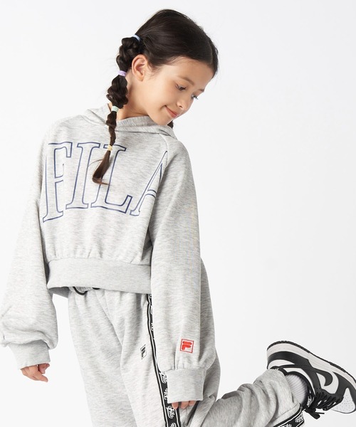 FILA（フィラ）の「FILAショート丈フード付きスウェット（スウェット・キッズ・杢グレー/ブラック・130/150/140/160/170）」の4枚目の写真