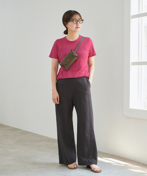 IENA(イエナ)の「リネンTシャツ(Tシャツ/カットソー・レディース・スカイブルー/サックスブルー/ピンク系その他/ピンク・FREE)」の14枚目の写真
