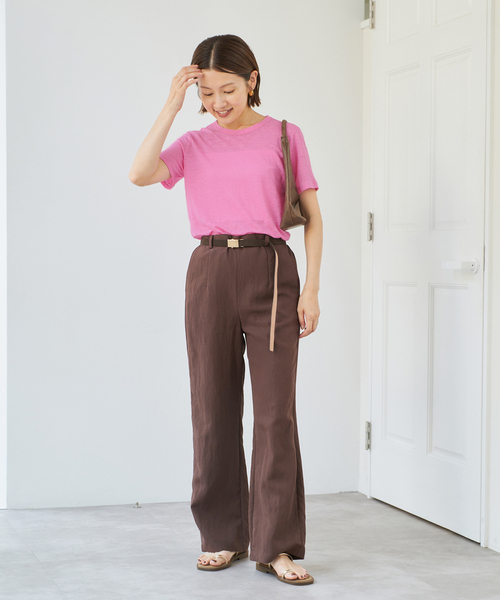 IENA(イエナ)の「リネンTシャツ(Tシャツ/カットソー・レディース・スカイブルー/サックスブルー/ピンク系その他/ピンク・FREE)」の15枚目の写真