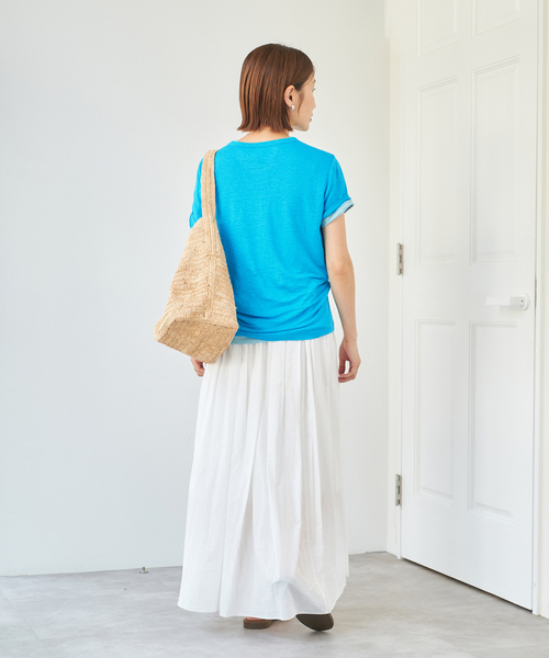 IENA(イエナ)の「リネンTシャツ(Tシャツ/カットソー・レディース・スカイブルー/サックスブルー/ピンク系その他/ピンク・FREE)」の21枚目の写真