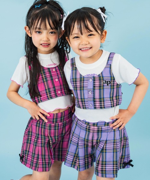 ANAP kids(アナップキッズ)の「チェック柄プリーツ風キュロット(その他パンツ・キッズ・ライトピンク/ラベンダー/パープル・110cm/120cm/130cm)」の21枚目の写真