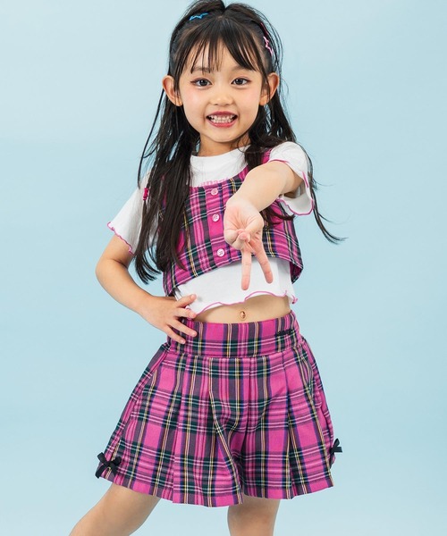 ANAP kids(アナップキッズ)の「チェック柄プリーツ風キュロット(その他パンツ・キッズ・ライトピンク/ラベンダー/パープル・110cm/120cm/130cm)」の4枚目の写真