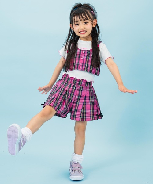 ANAP kids(アナップキッズ)の「チェック柄プリーツ風キュロット(その他パンツ・キッズ・ライトピンク/ラベンダー/パープル・110cm/120cm/130cm)」の5枚目の写真