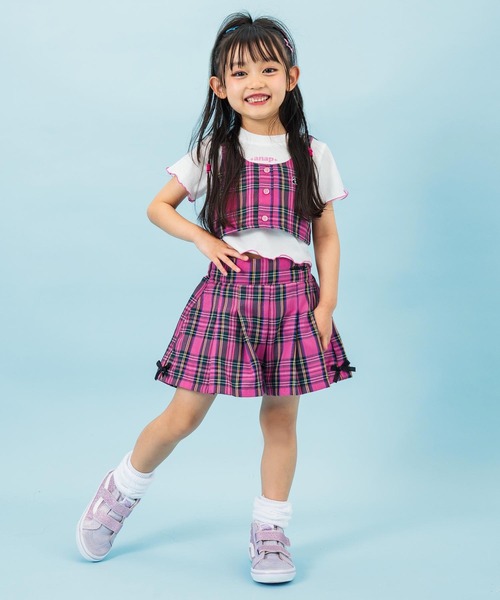 ANAP kids(アナップキッズ)の「チェック柄プリーツ風キュロット(その他パンツ・キッズ・ライトピンク/ラベンダー/パープル・110cm/120cm/130cm)」の6枚目の写真